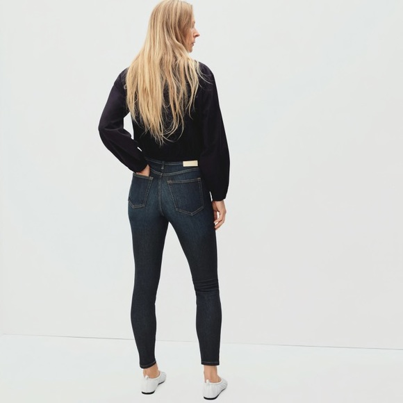 NWT everlane authentic stretch high-rise skinny jeans deep indigo sz 29 tall - Picture 7 of 8